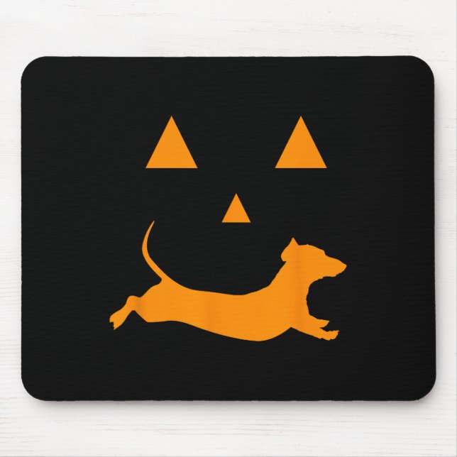 Mousepad Halloween Pumpkin Dachshund Jack-o-lantern Costum (Frente)