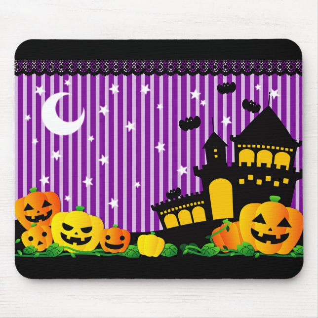 Mousepad Halloween Pumpkins e Casa Assombrada (Frente)