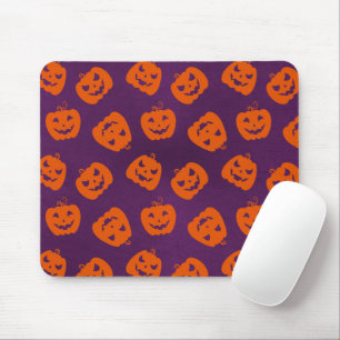 Mousepad Halloween Pumpkins sobre o padrão de fundo roxo