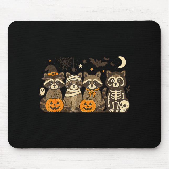Mousepad Halloween Raccoon Costumes Ghost Witch Mummy Men W (Frente)