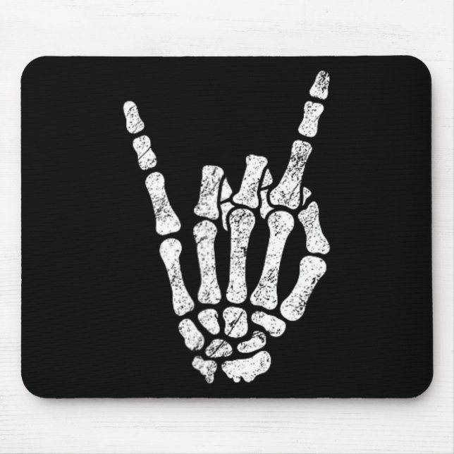 Mousepad Halloween Rock Hand Sinal Skeleton Rock N Roll Sym (Frente)