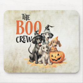 Mousepad Halloween Scary Boo Cães Tripulantes Laranja Pumpk