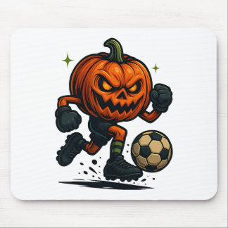 Mousepad Halloween Scary Pumpkin Showing Soccer Skills Spoo