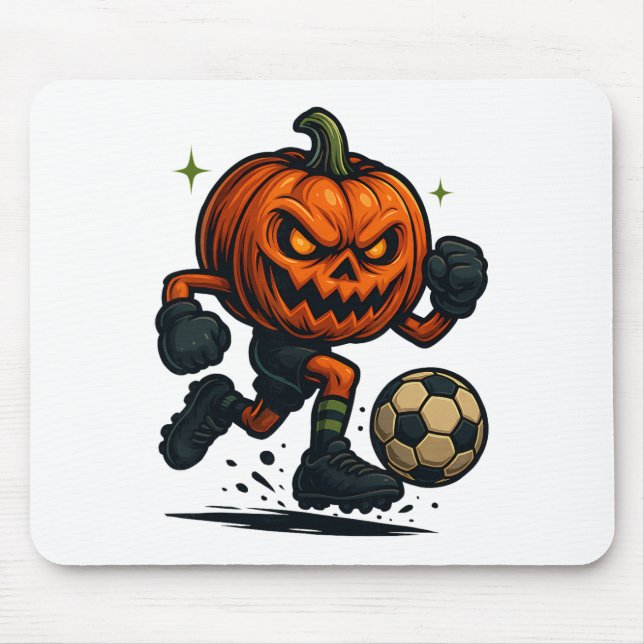 Mousepad Halloween Scary Pumpkin Showing Soccer Skills Spoo (Frente)