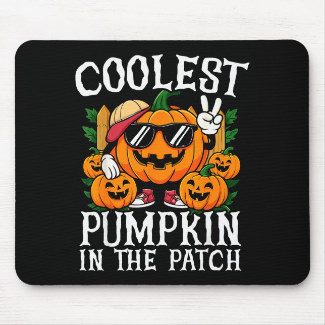 Mousepad Halloween Shirt Boys Girls Kids Coolest Pumpkin In (Frente)
