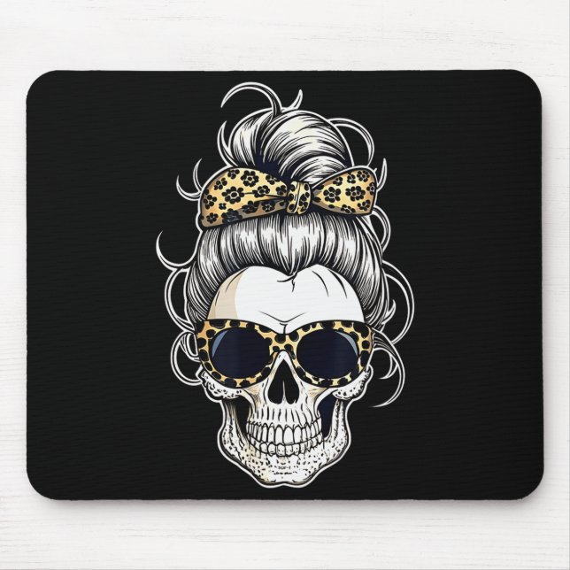 Mousepad Halloween Shirt For Women Skull , Leopard  (Frente)