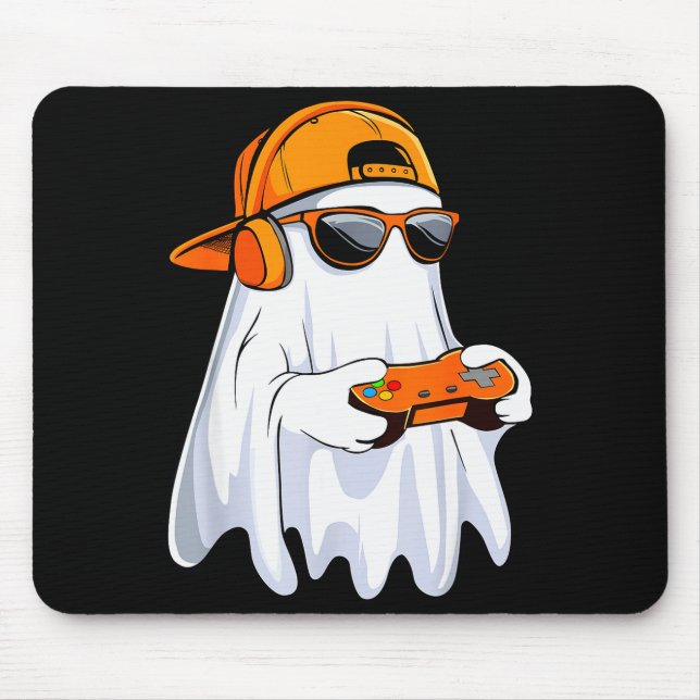 Mousepad Halloween Shirt Ghost Gamer Video Gaming Boys Men  (Frente)