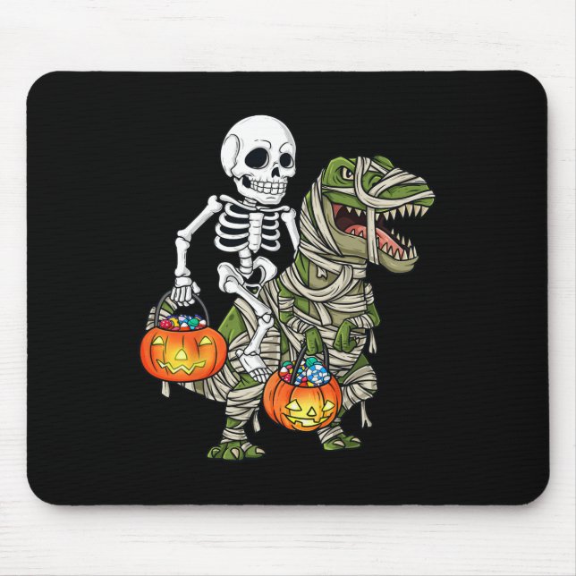 Mousepad Halloween Skeleton Andando Mummy Dinossaur T Rex D (Frente)