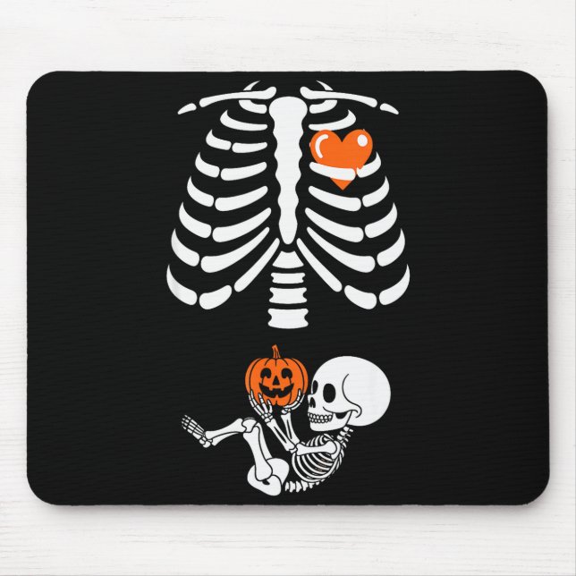 Mousepad Halloween Skeleton Baby Rib Cage Maternity Pregnan (Frente)