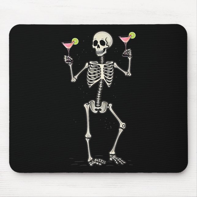 Mousepad Halloween Skeleton Bebendo Cosmopolitan Tail (Frente)