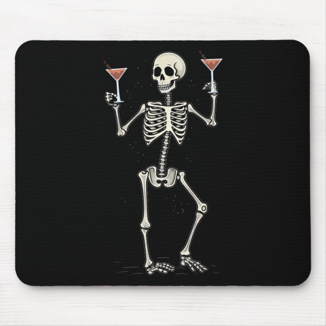 Mousepad Halloween Skeleton Bebendo Manhattan Tail (Frente)