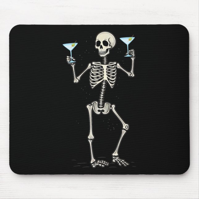 Mousepad Halloween Skeleton Bebendo Martini Tail (Frente)