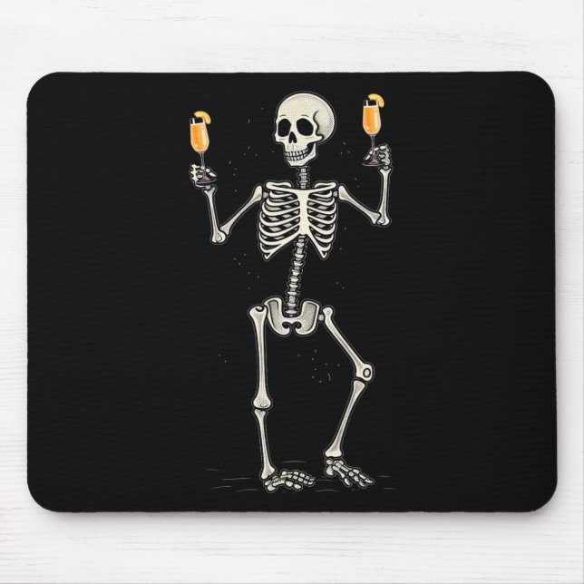 Mousepad Halloween Skeleton Bebendo Peach Bellini Tail (Frente)
