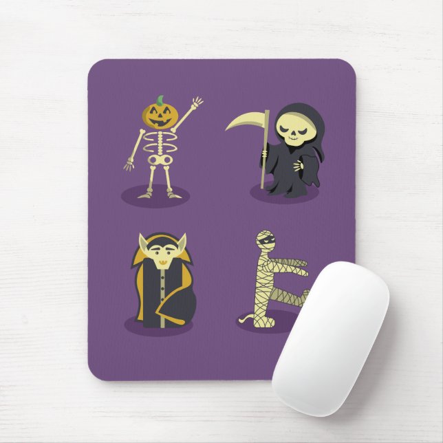 Mousepad Halloween Skeleton Dracula Mummy Grim Reaper (Com mouse)