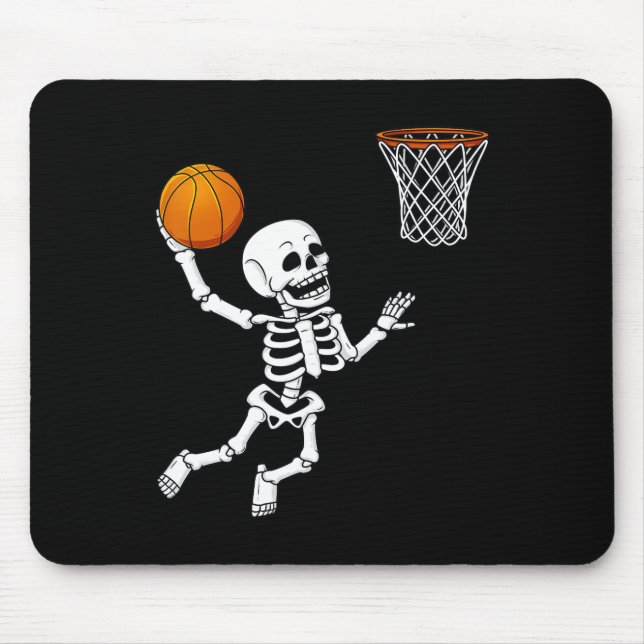 Mousepad Halloween Skeleton Dunking Basball Boys Garotas K (Frente)