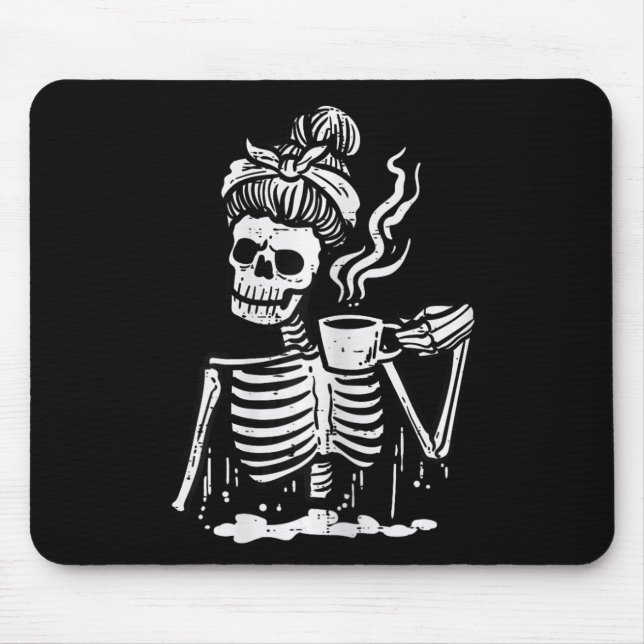 Mousepad Halloween Skeleton Messaging Bun Coffee Fumaça Eng (Frente)