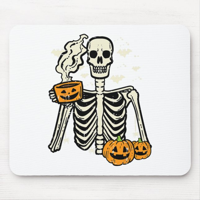 Mousepad Halloween Skeleton Pumpkin Queda Fall Café Diversã (Frente)