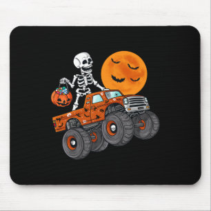 Mousepad Halloween Skeleton Riding Monster Truck Toddler Bo