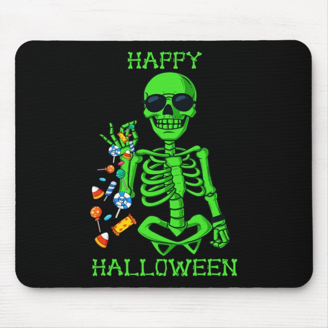 Mousepad Halloween Skeleton Salgando Doces Divertido 1 (Frente)