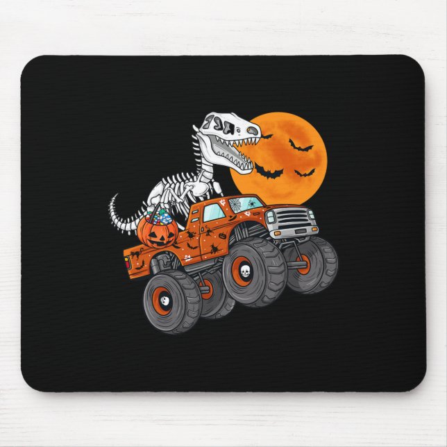 Mousepad Halloween Skeleton T Rex Monster Truck Boys Kids T (Frente)