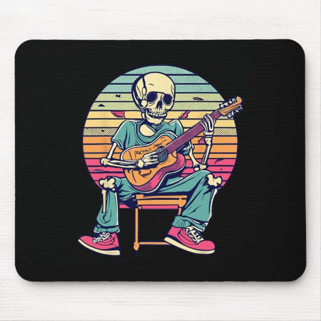 Mousepad Halloween Skeleton Tocando Guitarra Rock E Roll E (Frente)