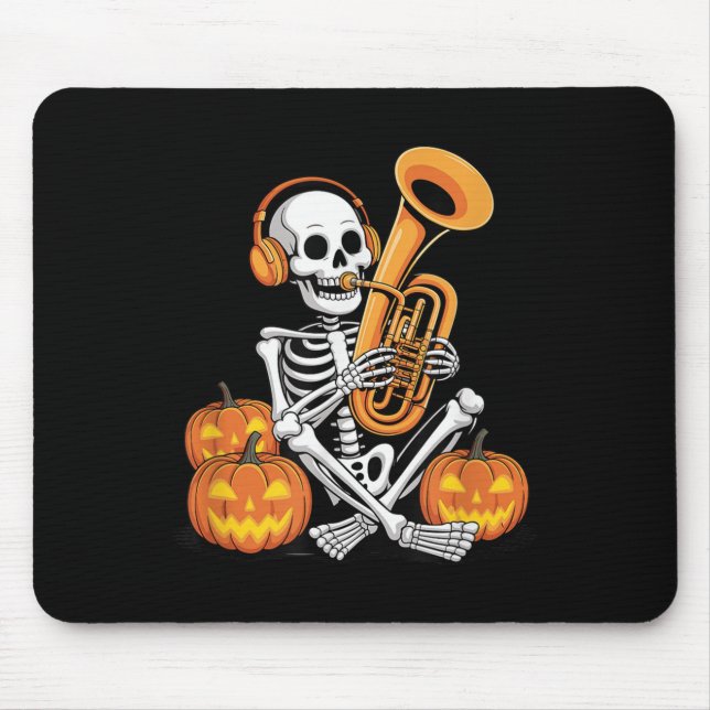 Mousepad Halloween Skeleton Tuba Tubist  (Frente)
