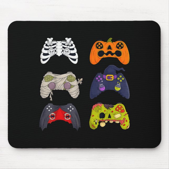 Mousepad Halloween Skeleton Zombie Gaming Controllers  (Frente)