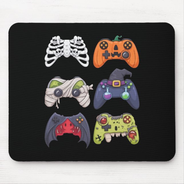Mousepad Halloween Skeleton Zombie Gaming Controllers Mummy (Frente)
