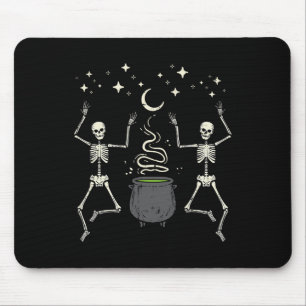 Mousepad Halloween Skeletons Dance Witch Cauldron Costume W