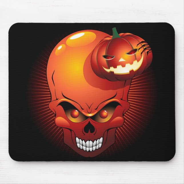 Mousepad Halloween Skull e Pumpkin (Frente)