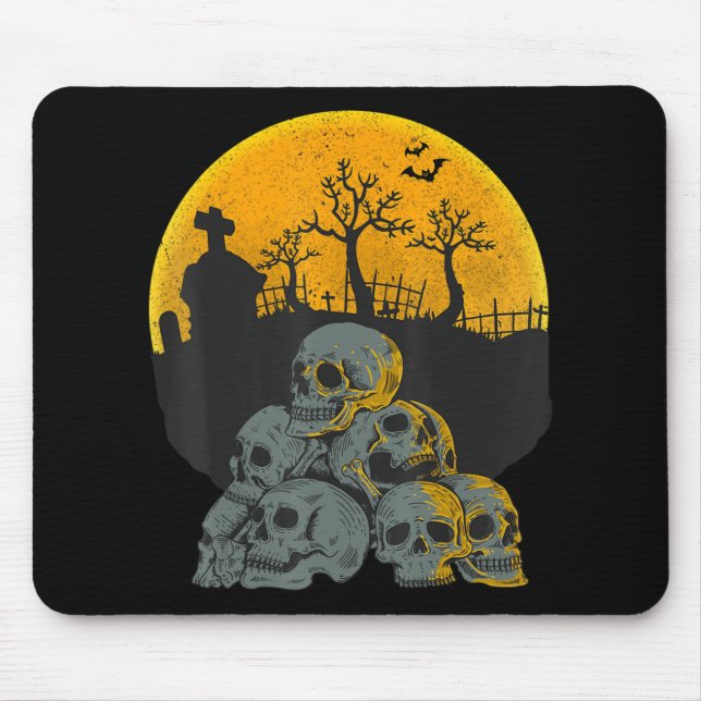 Mousepad Halloween Skulls Head Moon Skeleton Crianças de fa (Frente)