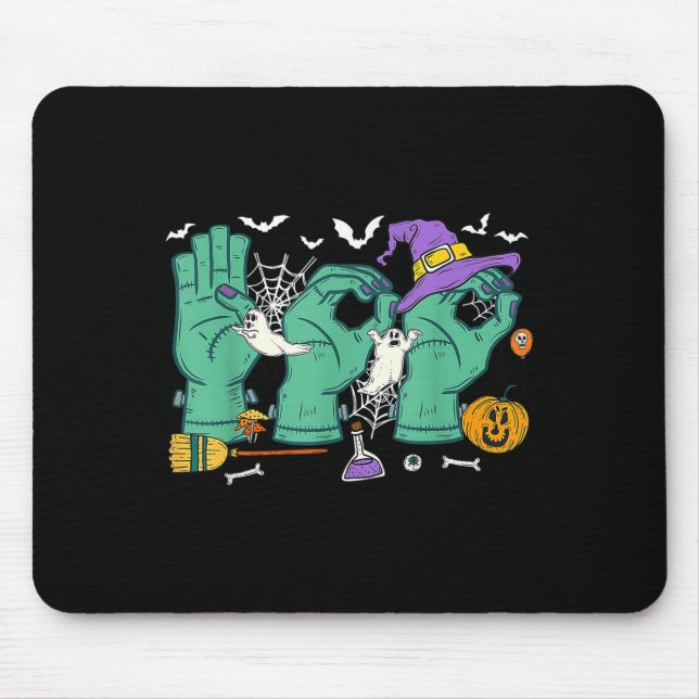 Mousepad Halloween Sped Professor Boo Em Asl Boo Mãos Sinal (Frente)