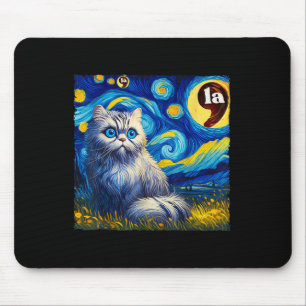 Mousepad Halloween Starry Night Black Cat Comma La Kamala H