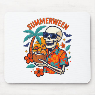 Mousepad Halloween Summer Ween Skeleton Spooky Vacation Flo