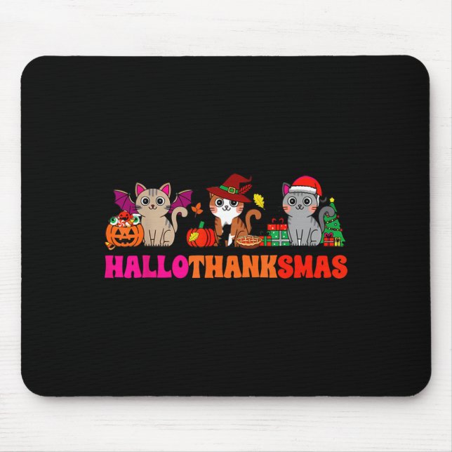 Mousepad Halloween Thanksgiving Christmas Happy Hallothanks (Frente)
