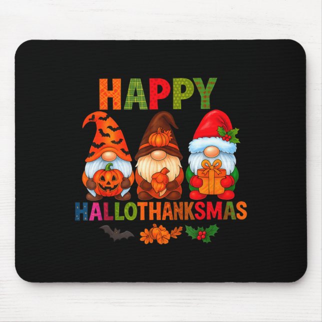 Mousepad Halloween Thanksgiving Christmas Happy Hallothanks (Frente)