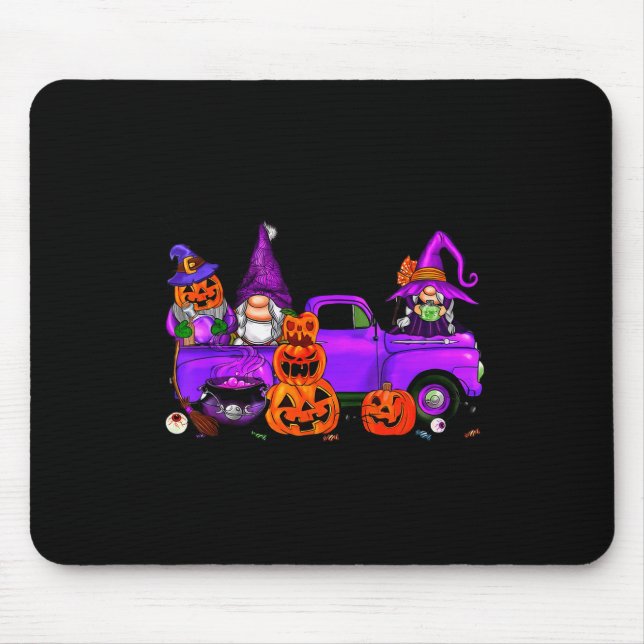 Mousepad Halloween Truck Gnome Witch Pumpkin Boo Ghost Funn (Frente)