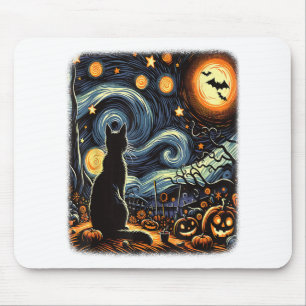 Mousepad Halloween Van Gogh Starry Night Black