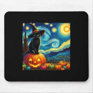 Mousepad Halloween Van Gogh Starry Night Black Witch Ha