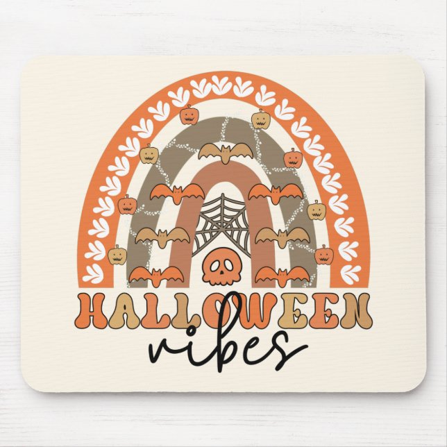 Mousepad Halloween Vibes Boho Rainbow Fall Halloween (Frente)