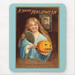 Mousepad Halloween Vintage Lady With Mirror)