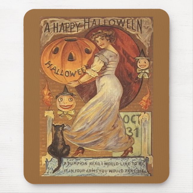 Mousepad Halloween Vintage Woman e Jack o' Lanterna (Frente)
