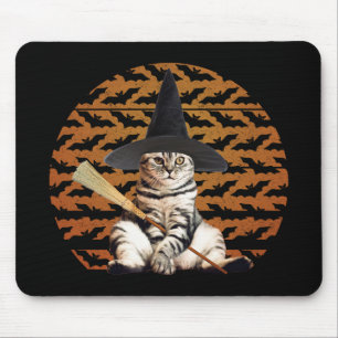 Mousepad Halloween Witch Cat