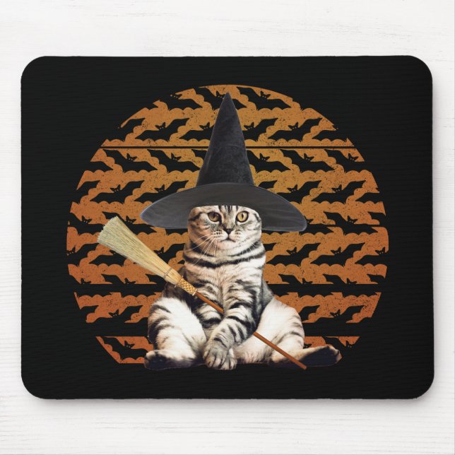 Mousepad Halloween Witch Cat (Frente)