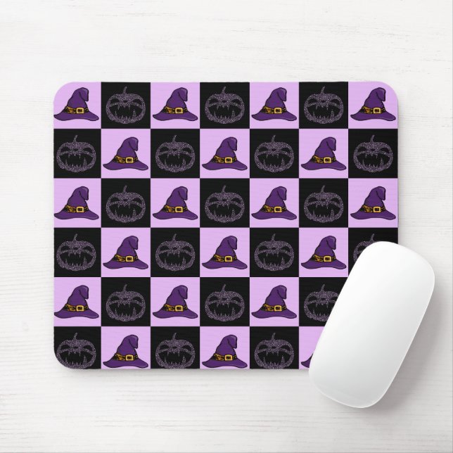 Mousepad Halloween Witch Hat Pumpkin Face Patterno Assustad (Com mouse)