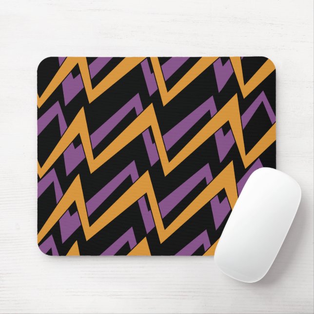 Mousepad Halloween Zig Zags Orange Purple (Com mouse)