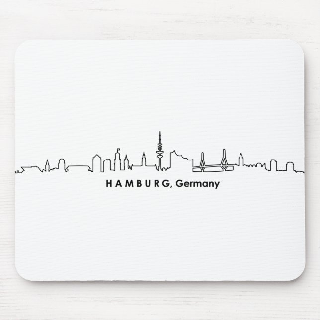 Mousepad HAMBURG Elbe Alemanha City Skyline Silhouette (Frente)