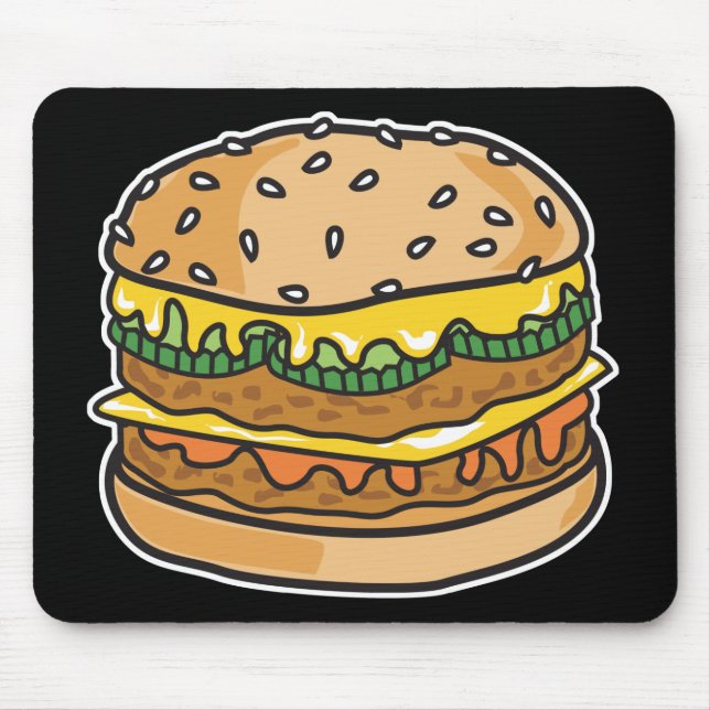 Mousepad hambúrguer de queijo retro (Frente)