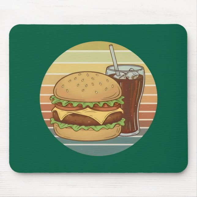 Mousepad Hambúrguer retrô e cola. (Frente)