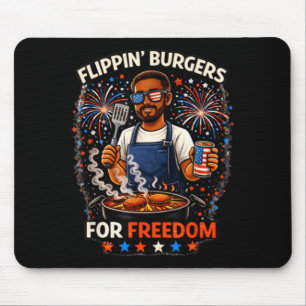 Mousepad Hambúrgueres Flipn Para Dom Bbq Black Patriotic Gr